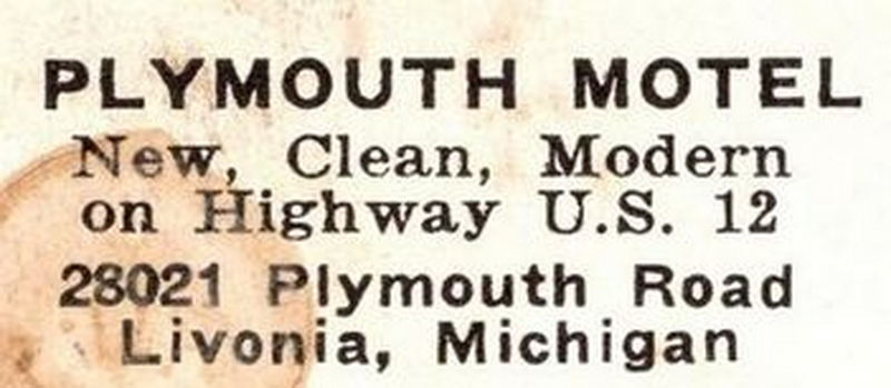 Plymouth Motel - Vintage Post Card